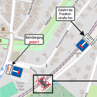 Sperrung Bahn�bergang